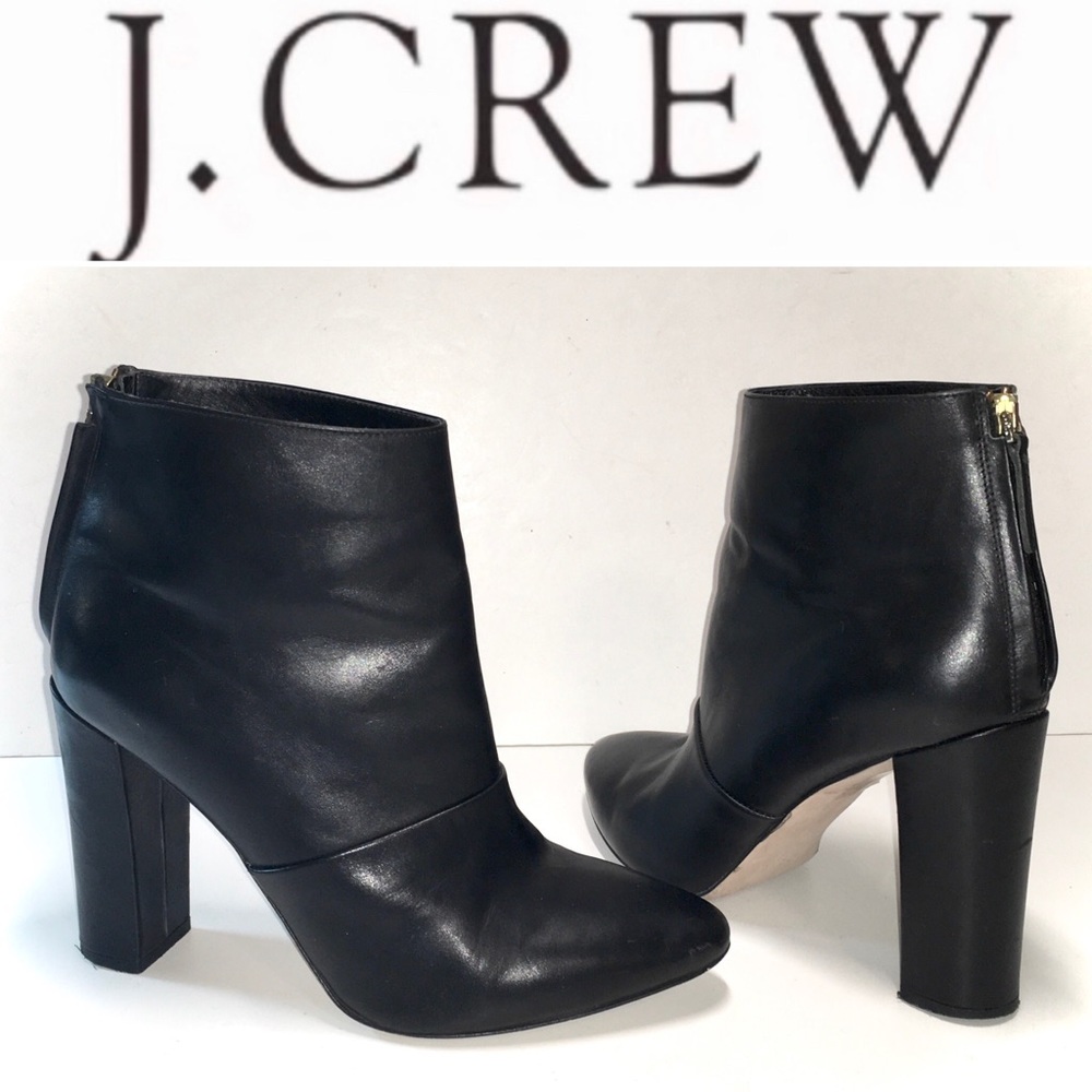 J.CREW black leather heels ankle boots
